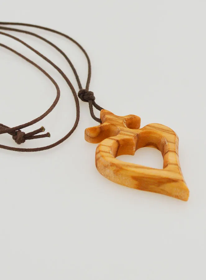 Olive Wood Ex-Voto Cross Pendant with Cord (pic 3)
