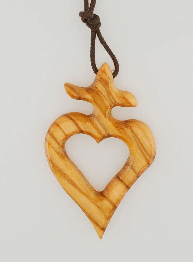 Olive Wood Ex-Voto Cross Pendant with Cord (pic 4)