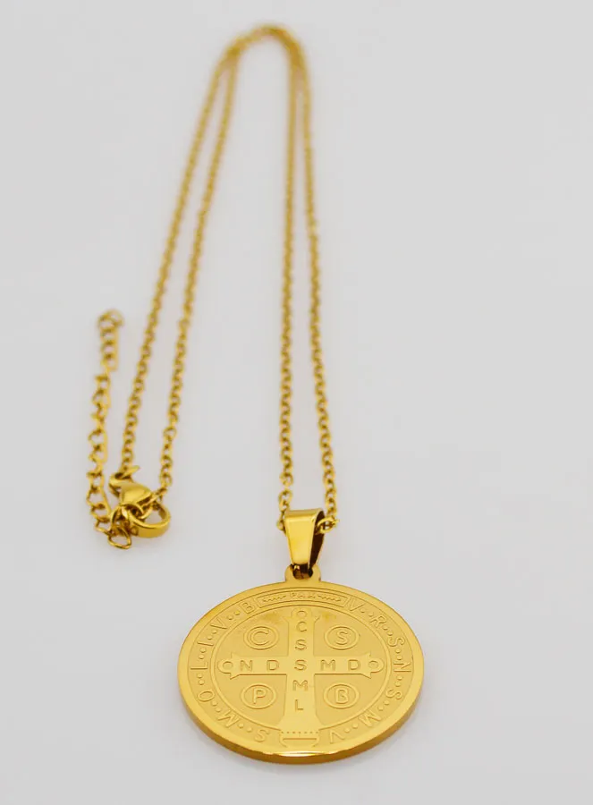 Religious Necklace with Saint Benedict Medal - Golden (pic 3)