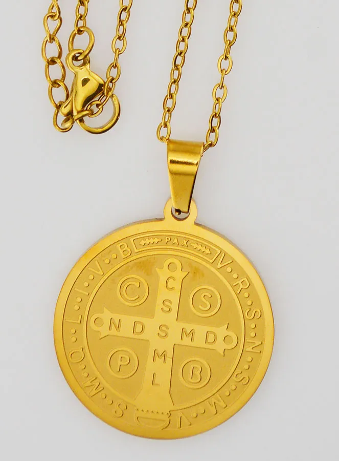 Religious Necklace with Saint Benedict Medal - Golden (pic 4)