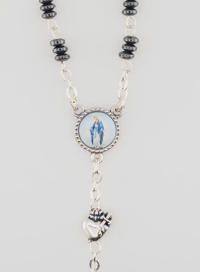 Rosary Miraculous Virgin and Ex Voto - Hematite (pic 4)