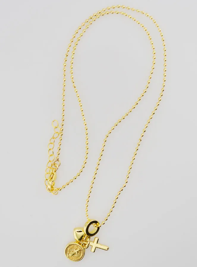 Religious Necklace 3 Charms - 40cm (pic 1)