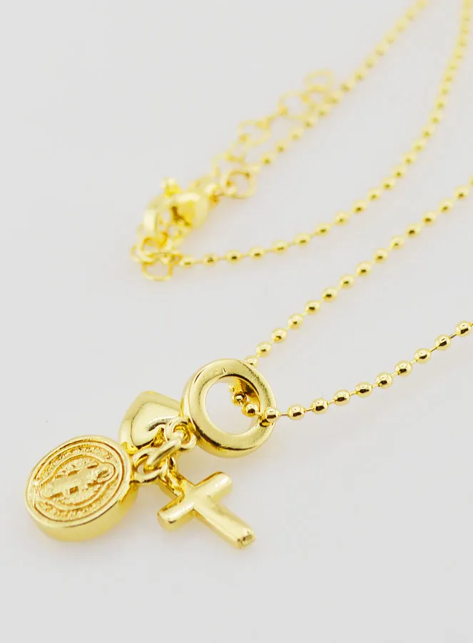 Religious Necklace 3 Charms - 40cm (pic 2)