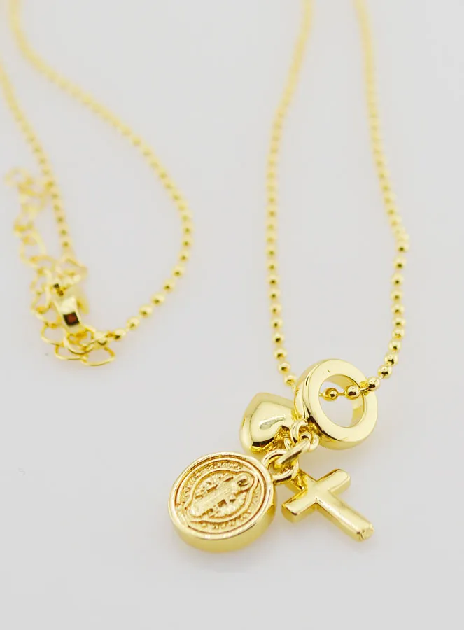 Religious Necklace 3 Charms - 40cm (pic 3)