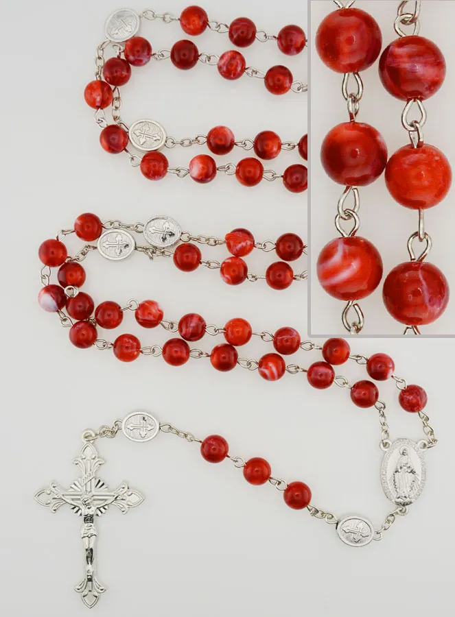 Rosary Miraculous Medal - Red (pic 1)