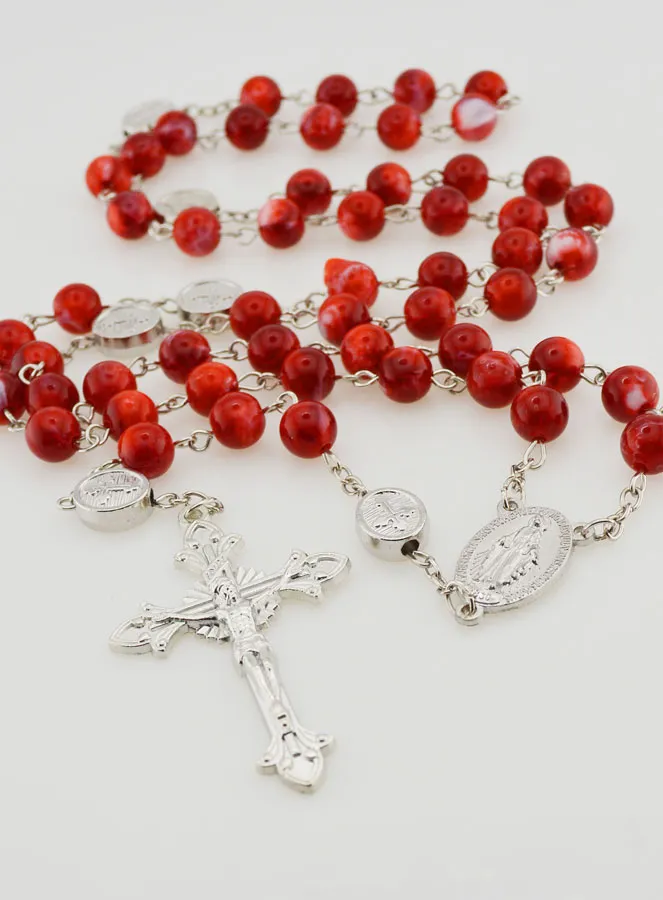 Rosary Miraculous Medal - Red (pic 2)