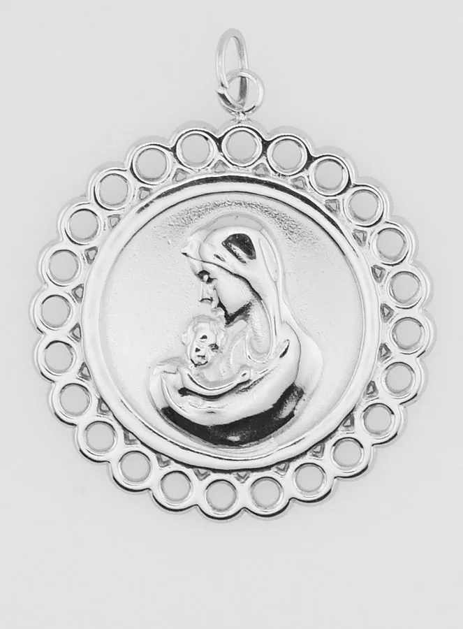 Virgin and Child Stainless Steel Medal - 25mm (pic 1)