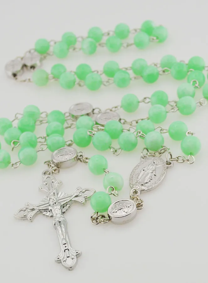 Miraculous Medal Rosary - Green (pic 2)