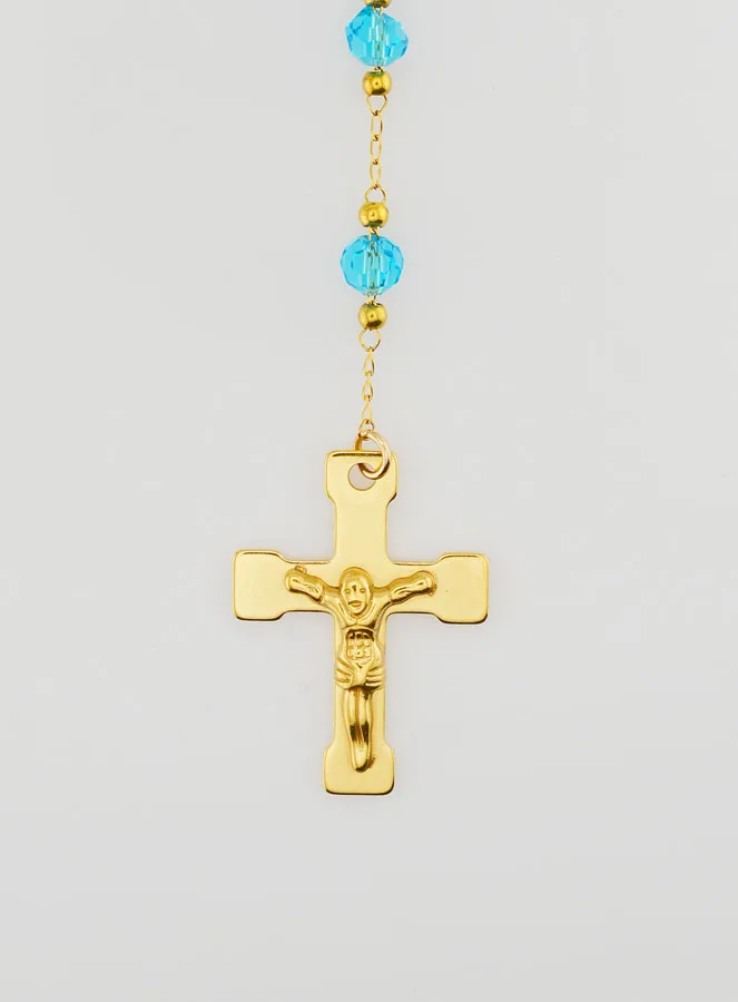 Rosary Medal of Saint Benedict in Stainless Steel - Turquoise (pic 3)