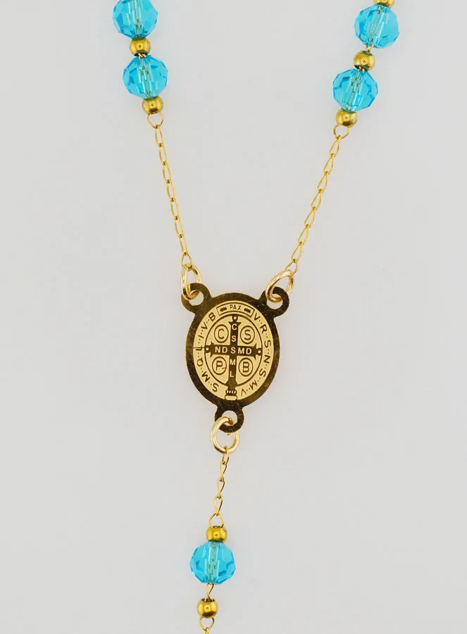 Rosary Medal of Saint Benedict in Stainless Steel - Turquoise (pic 4)