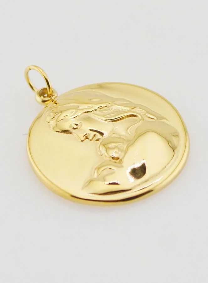 Virgin Mary and Child Medal Golden Stainless Steel - 20mm (pic 3)