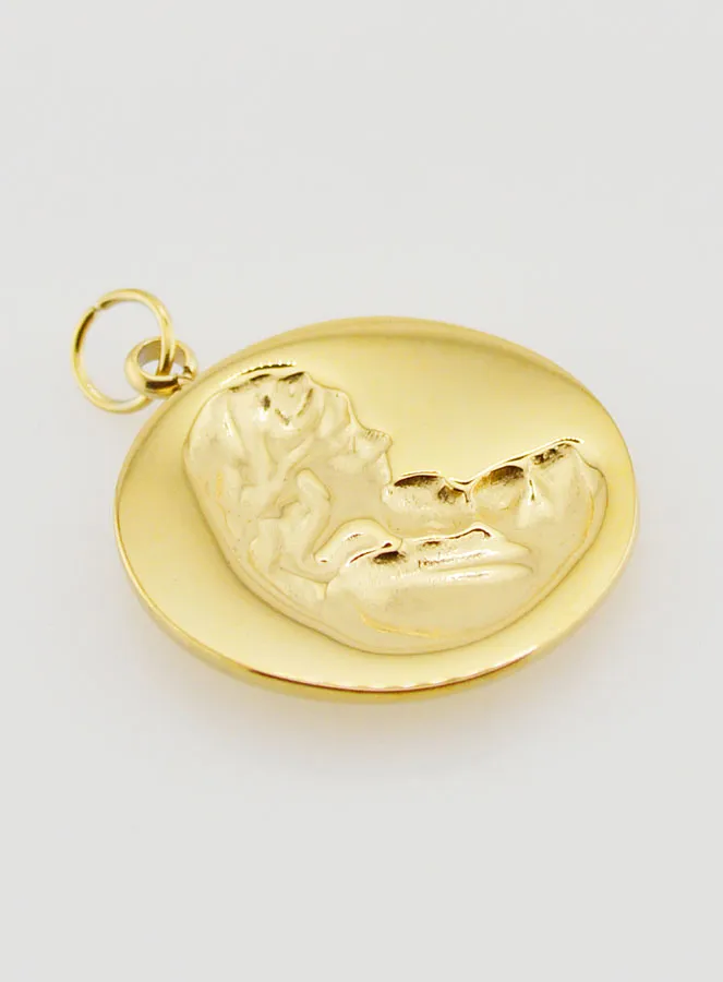 Virgin Mary and Child Medal Golden Stainless Steel - 20mm (pic 4)