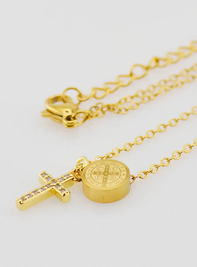 Protection Necklace Saint Benedict Medal and Cross (pic 1)