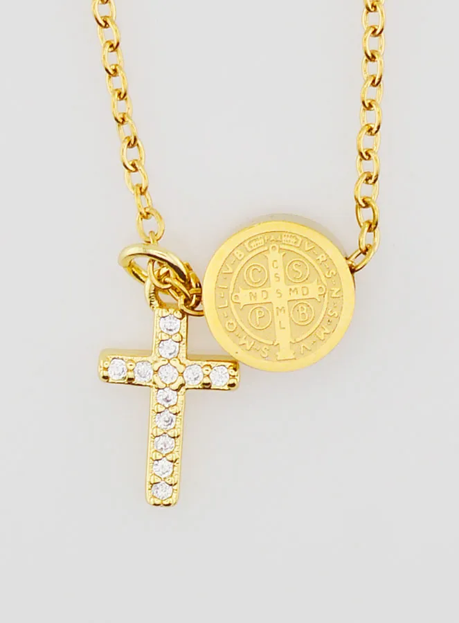 Protection Necklace Saint Benedict Medal and Cross (pic 4)