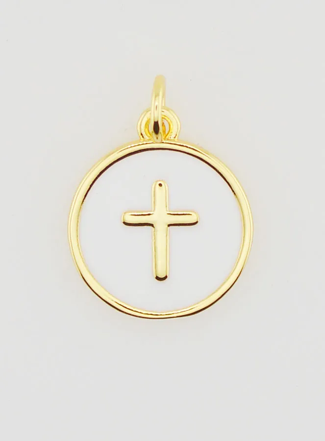 Enamelled Cross Medal - White (pic 1)