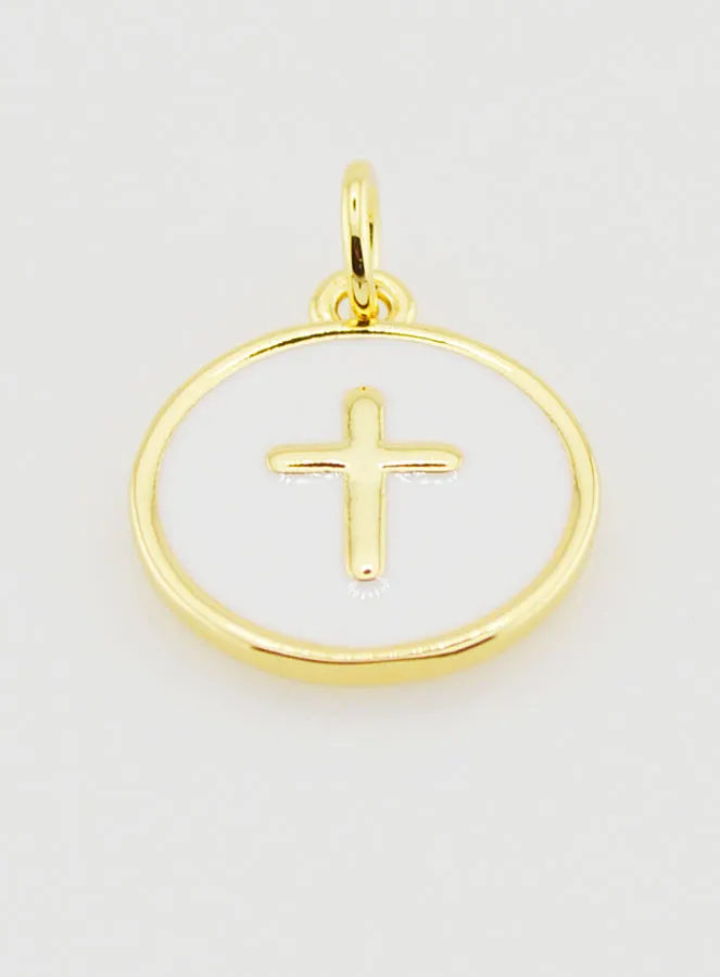 Enamelled Cross Medal - White (pic 2)