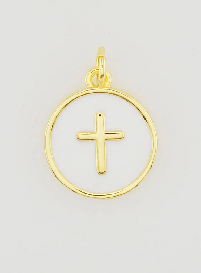 Cross Pendant 14mm - White (pic 1)