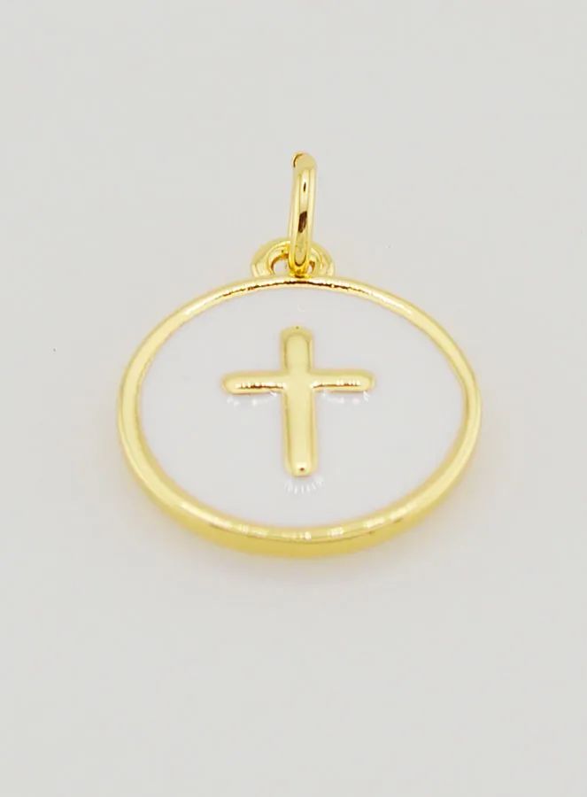Cross Pendant 14mm - White (pic 2)