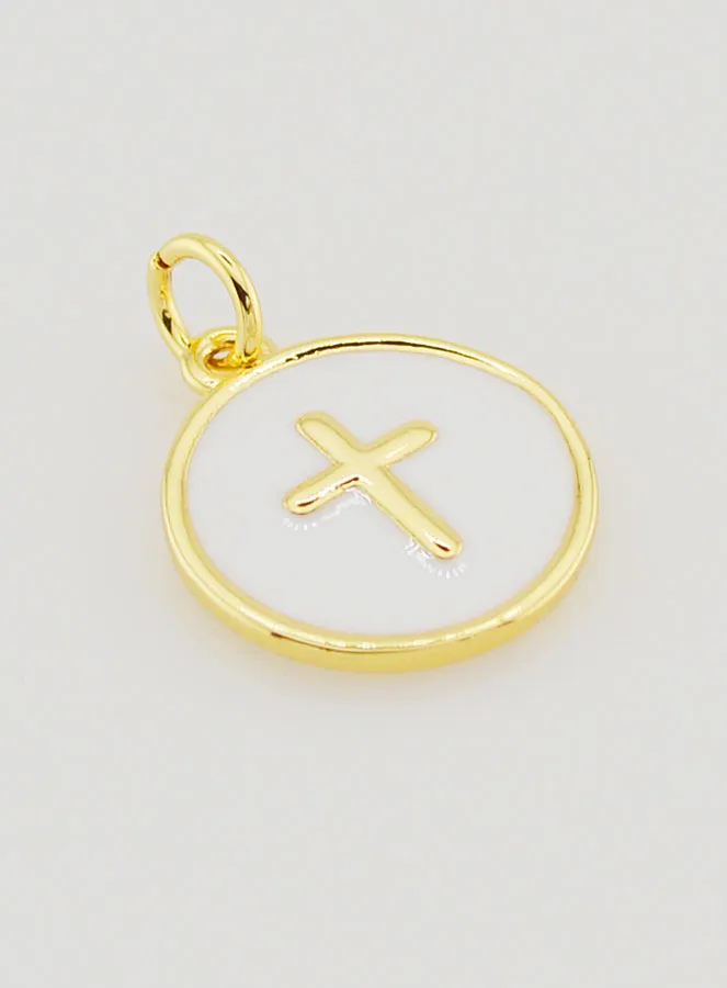 Cross Pendant 14mm - White (pic 3)