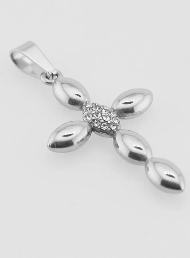 Cross Pendant Stainless Steel and Zirconia - 25mm (pic 3)