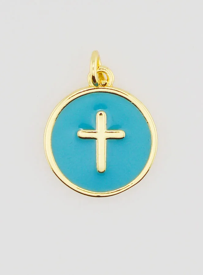 Enamelled Cross Medal - Turquoise (pic 1)