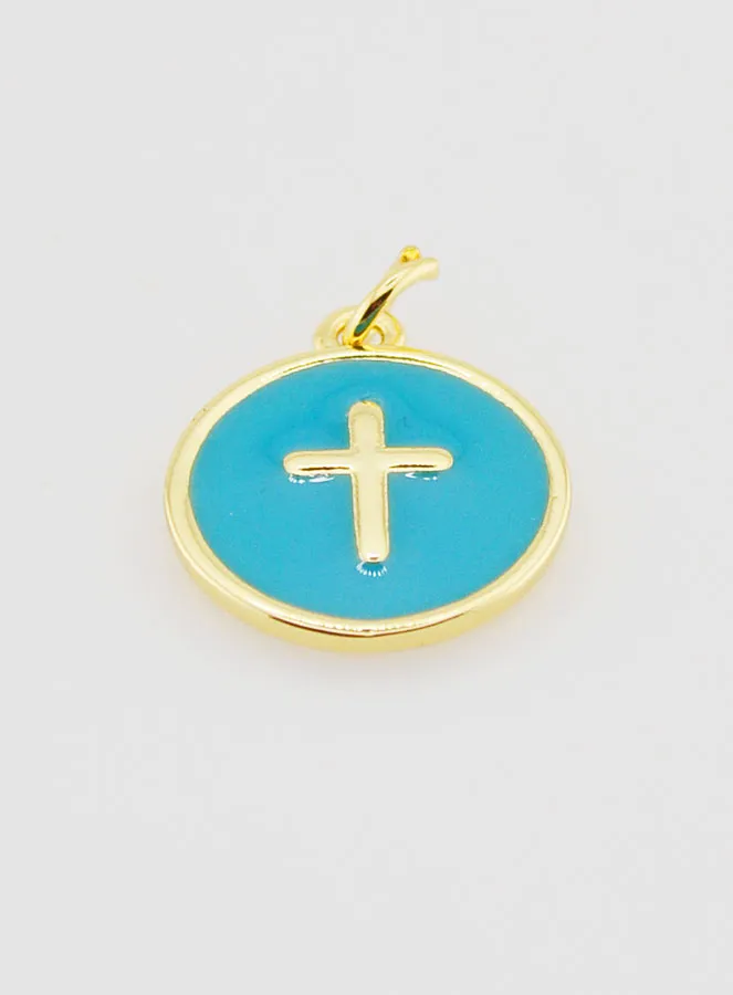 Enamelled Cross Medal - Turquoise (pic 2)