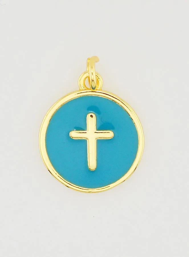 Cross Pendant 14mm - Turquoise (pic 1)