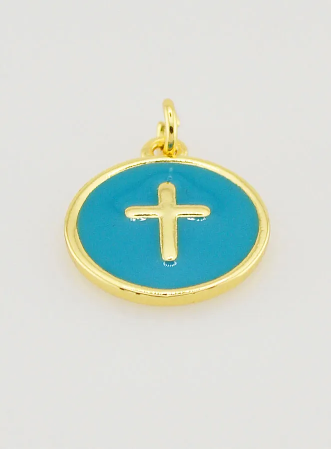 Cross Pendant 14mm - Turquoise (pic 2)