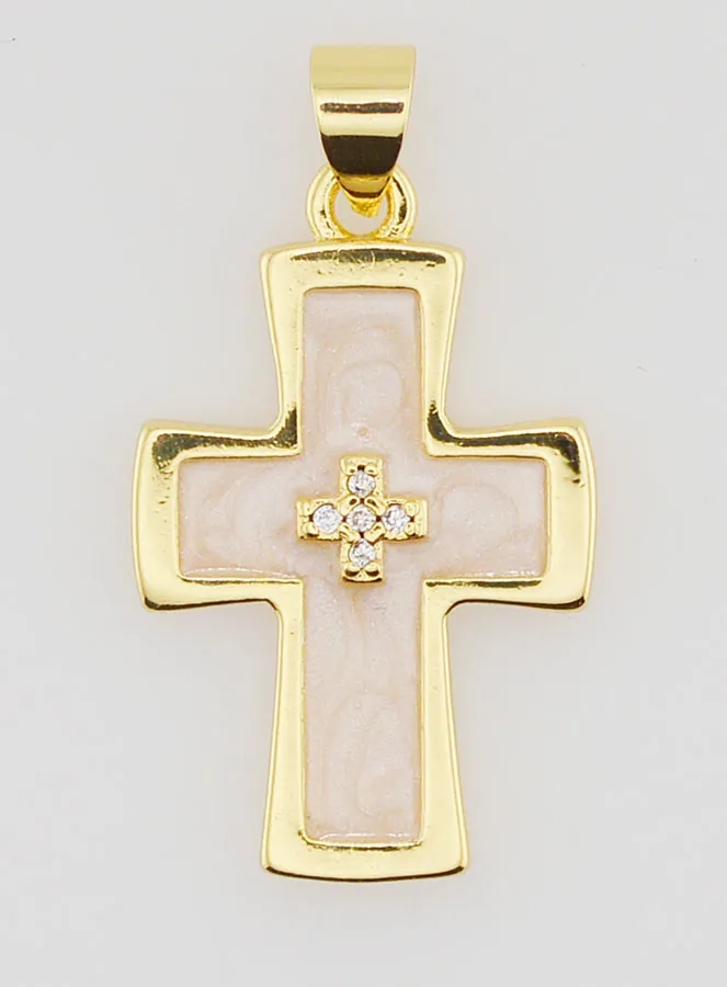 Mother-of-Pearl Cross Pendant - 20mm (pic 1)