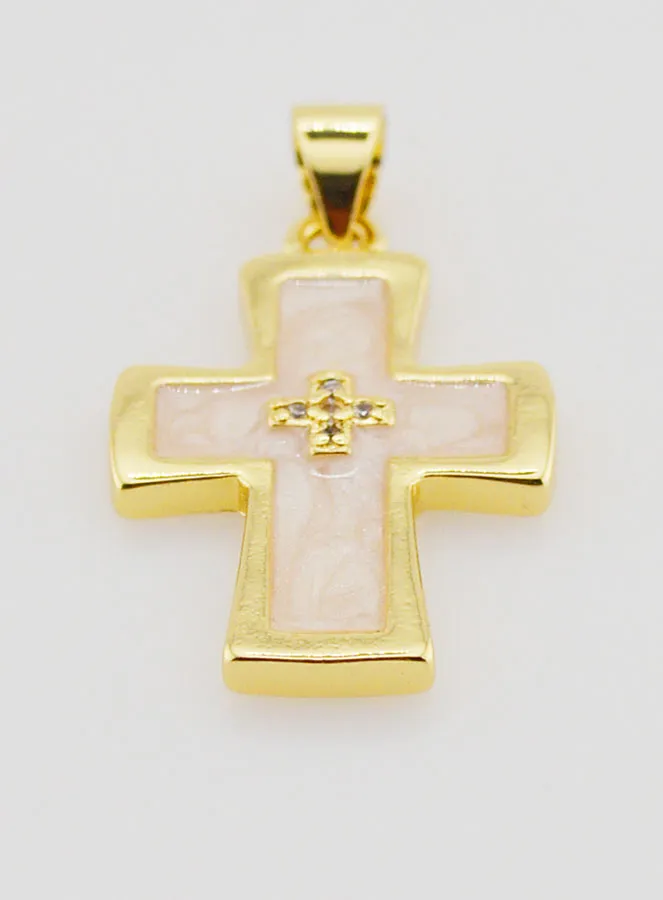 Mother-of-Pearl Cross Pendant - 20mm (pic 2)