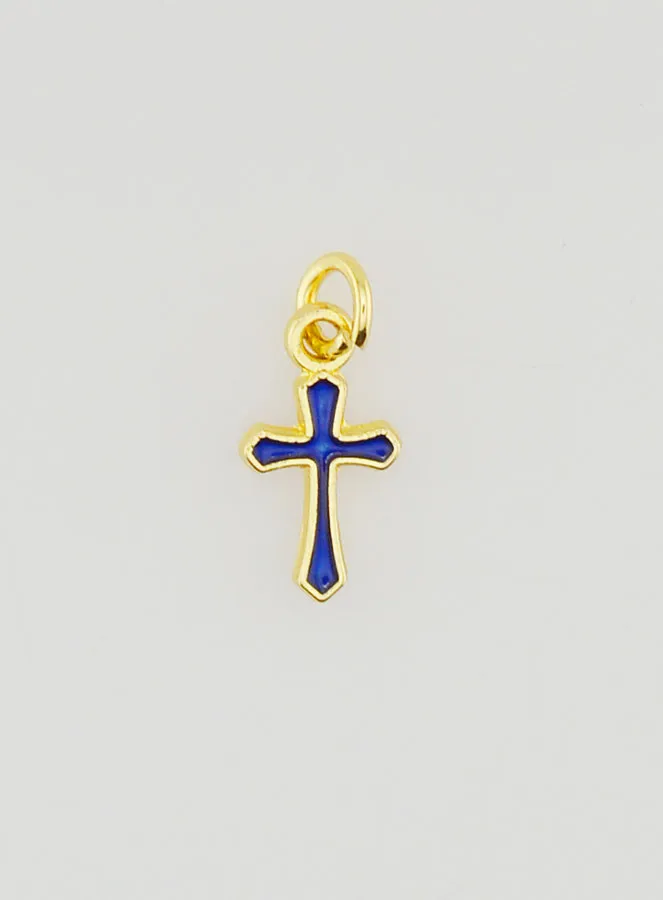 Cross Charm Pendant 10mm - Dark Blue (pic 1)