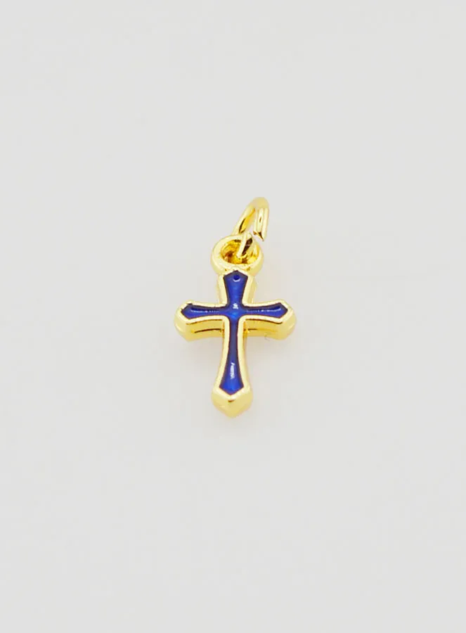 Cross Charm Pendant 10mm - Dark Blue (pic 2)