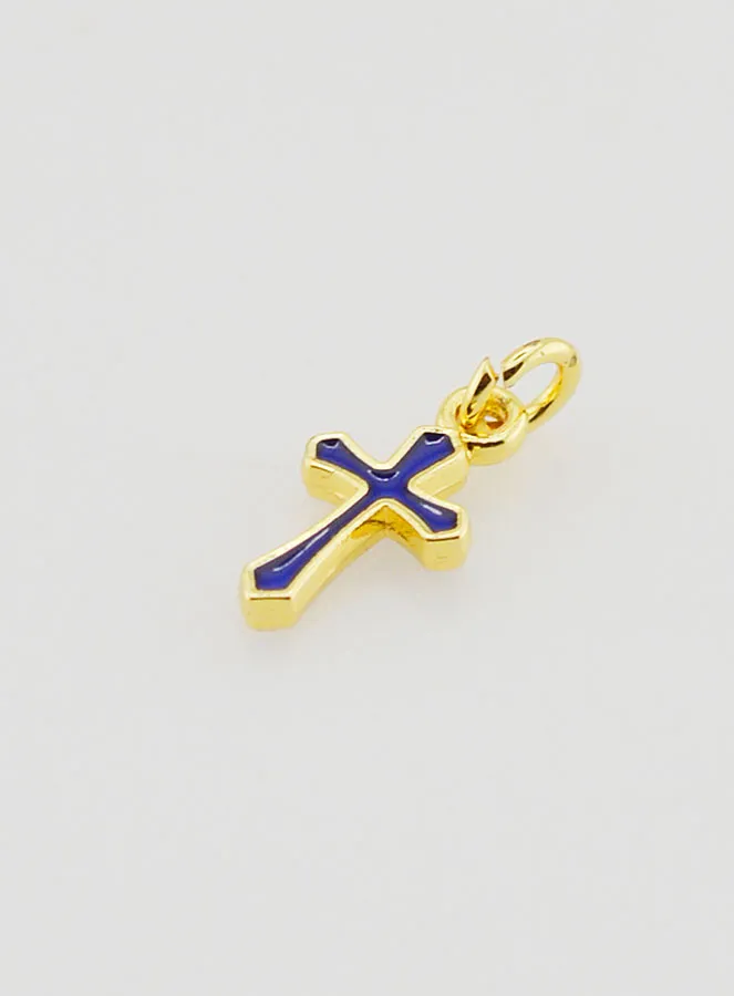 Cross Charm Pendant 10mm - Dark Blue (pic 4)
