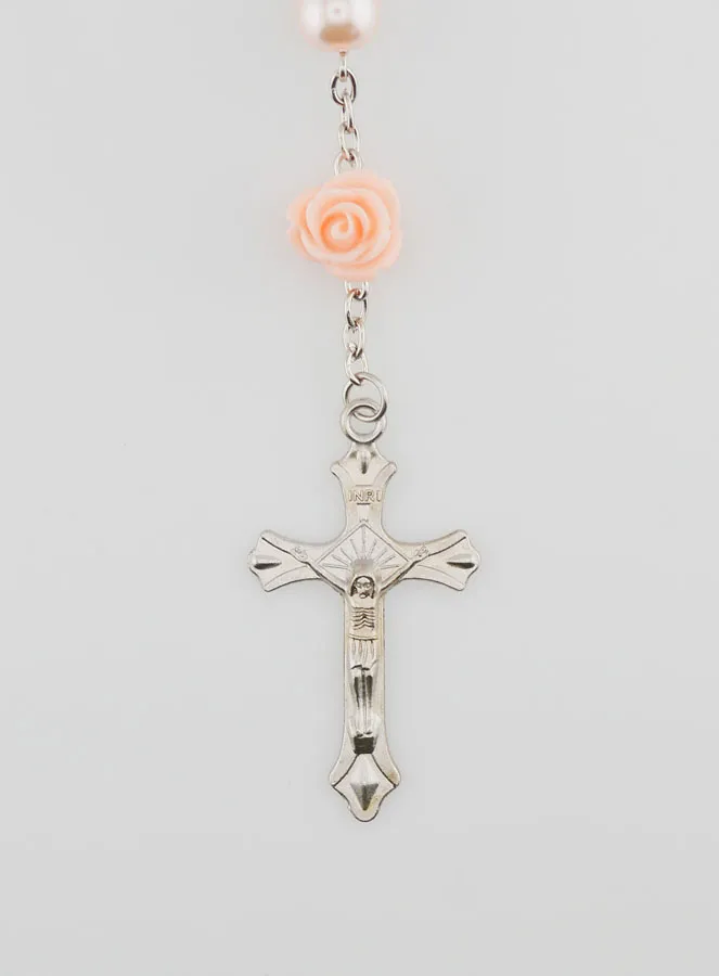 Lourdes Rosary Mother-of-Pearl Beads and Roses (pic 3)