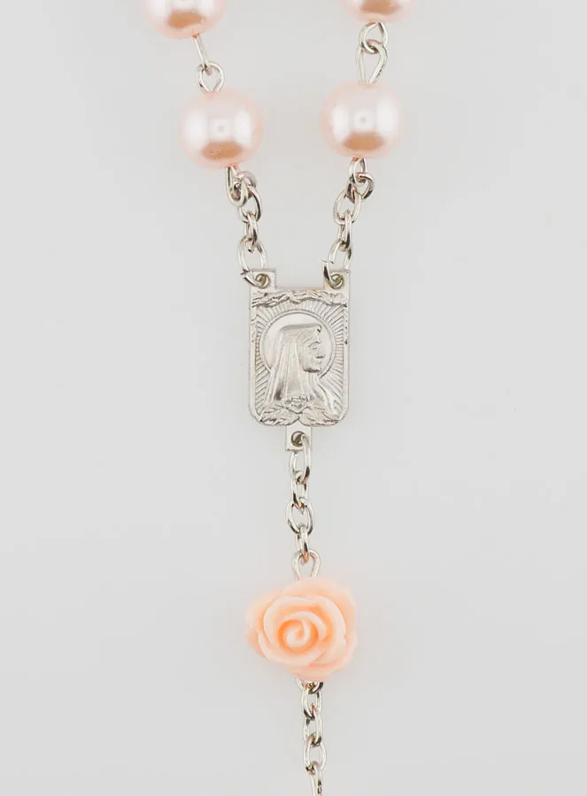 Lourdes Rosary Mother-of-Pearl Beads and Roses (pic 4)