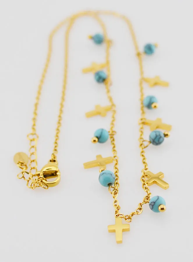 Religious Necklace with Crosses and Beads (pic 3)