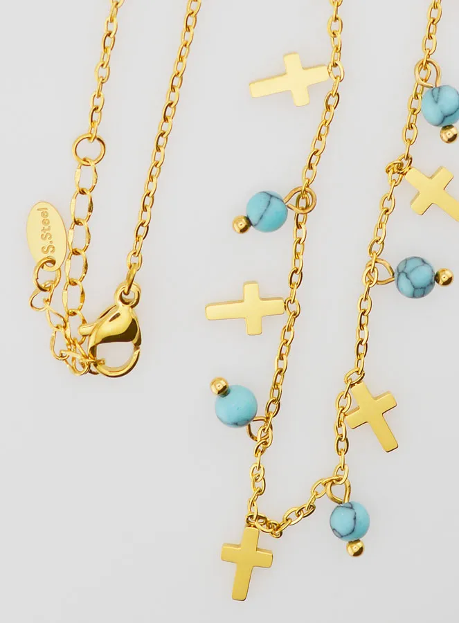 Religious Necklace with Crosses and Beads (pic 4)