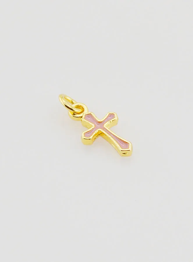 Charm Pendant Cross 10mm - Pink (pic 3)