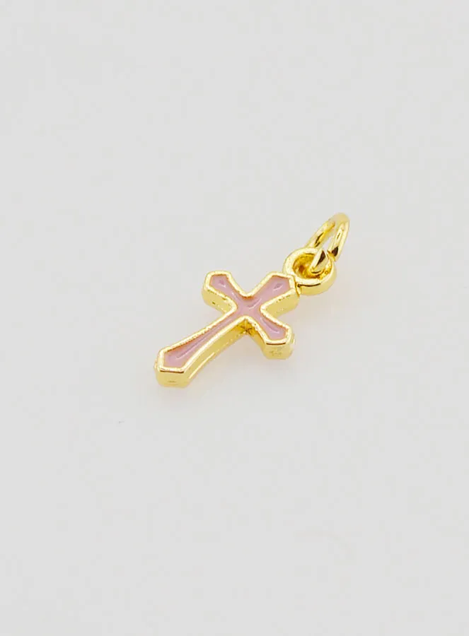 Charm Pendant Cross 10mm - Pink (pic 4)