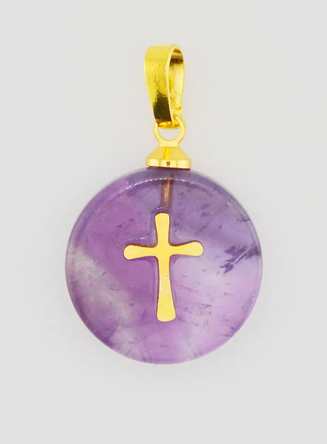 Translucent Medal with Cross - Purple (pic 1)