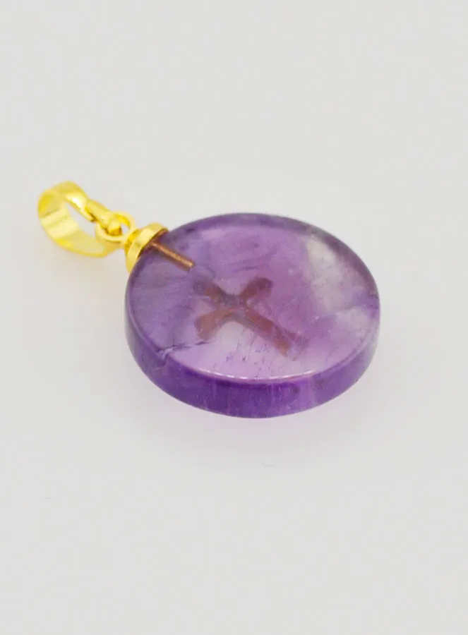 Translucent Medal with Cross - Purple (pic 4)