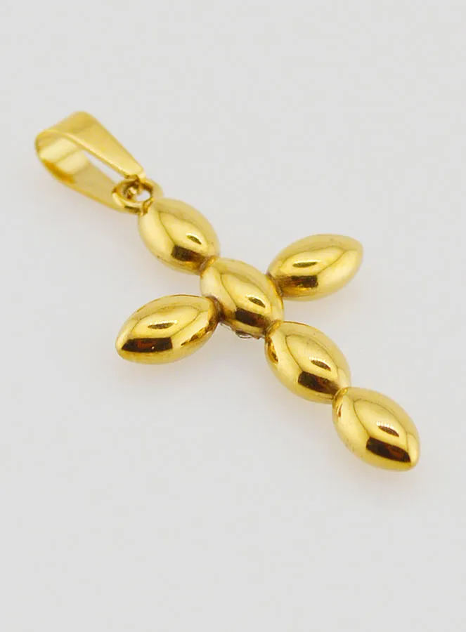Cross Pendant in Golden Stainless Steel and Zirconia  - 25mm (pic 4)