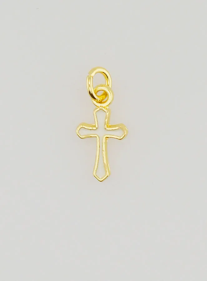 Cross Charm Pendant 10mm - White (pic 1)