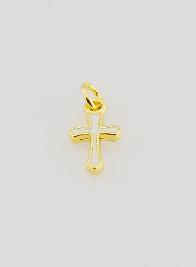 Cross Charm Pendant 10mm - White (pic 2)