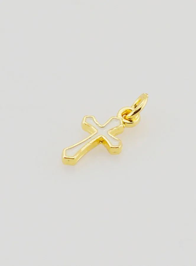 Cross Charm Pendant 10mm - White (pic 4)