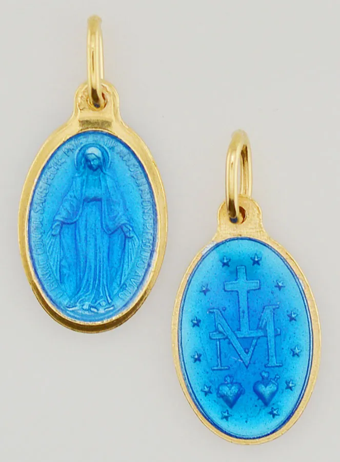 Miraculous Medal in Gold Plated Silver and Enamel - 17mm (pic 1)