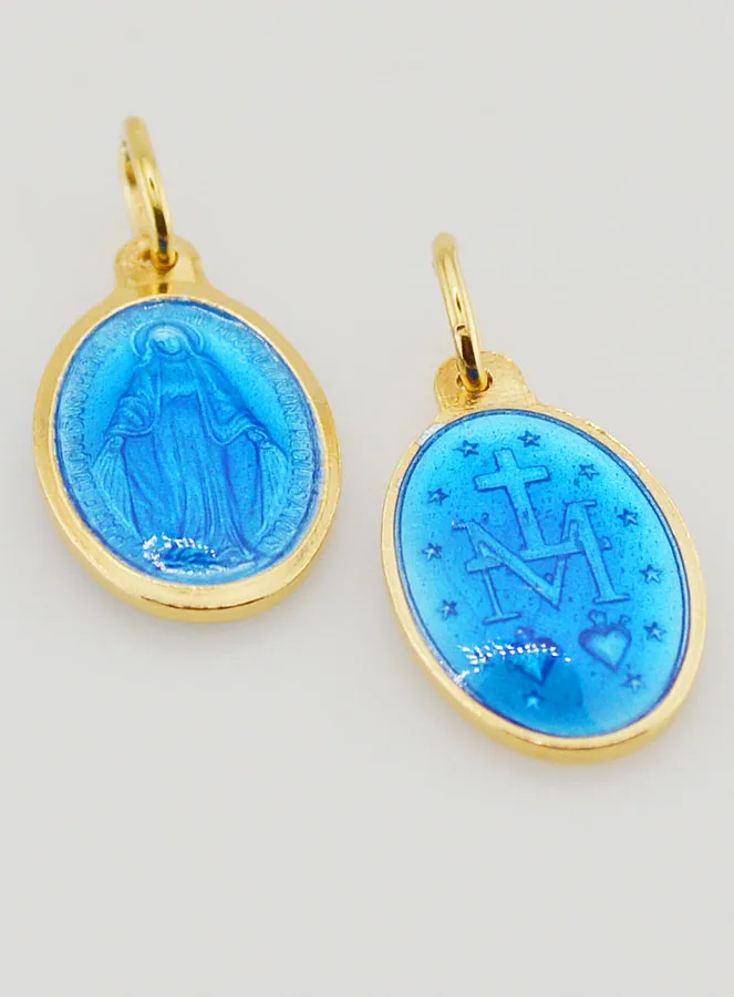 Miraculous Medal in Gold Plated Silver and Enamel - 17mm (pic 2)