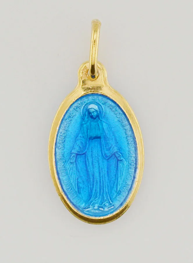 Miraculous Medal in Gold Plated Silver and Enamel - 17mm (pic 3)