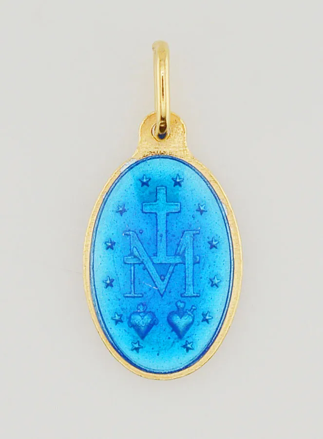 Miraculous Medal in Gold Plated Silver and Enamel - 17mm (pic 4)