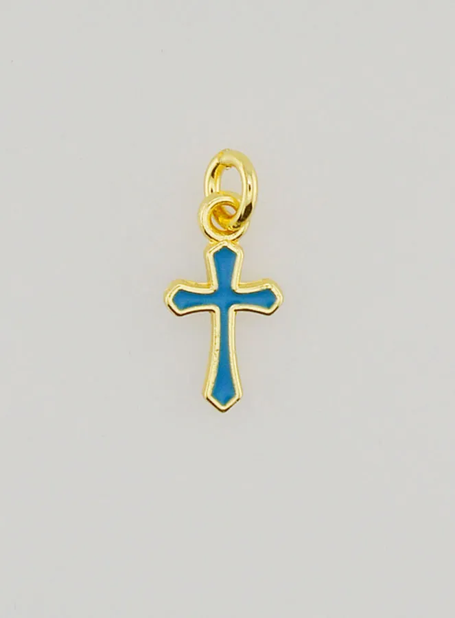Cross Charm Pendant 10mm - Blue (pic 1)